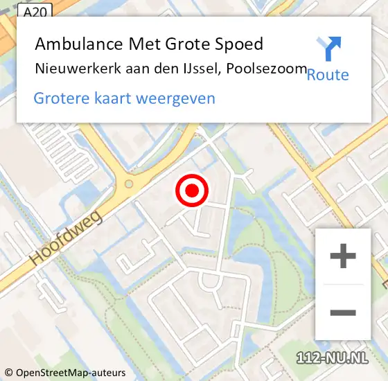 Locatie op kaart van de 112 melding: Ambulance Met Grote Spoed Naar Nieuwerkerk aan den IJssel, Poolsezoom op 21 juni 2024 11:30