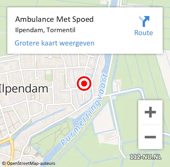 Locatie op kaart van de 112 melding: Ambulance Met Spoed Naar Ilpendam, Tormentil op 21 juni 2024 11:35