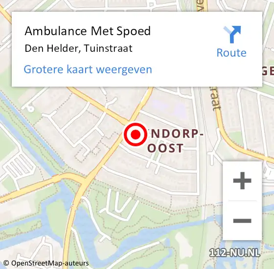 Locatie op kaart van de 112 melding: Ambulance Met Spoed Naar Den Helder, Tuinstraat op 21 juni 2024 11:35