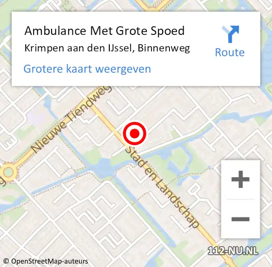 Locatie op kaart van de 112 melding: Ambulance Met Grote Spoed Naar Krimpen aan den IJssel, Binnenweg op 21 juni 2024 11:35