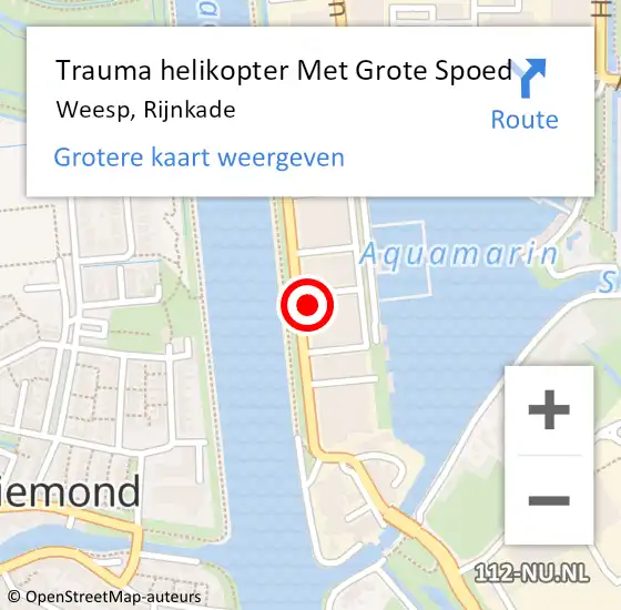 Locatie op kaart van de 112 melding: Trauma helikopter Met Grote Spoed Naar Weesp, Rijnkade op 21 juni 2024 11:36