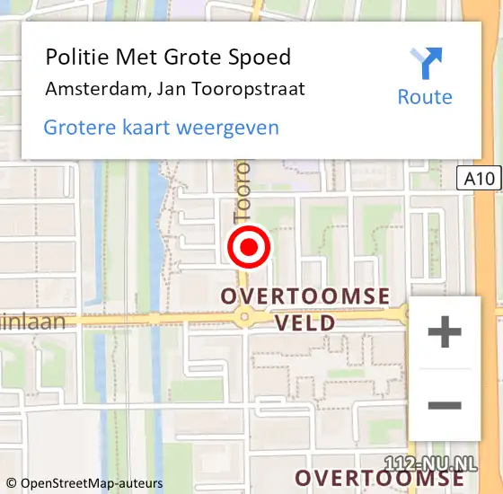 Locatie op kaart van de 112 melding: Politie Met Grote Spoed Naar Amsterdam, Jan Tooropstraat op 21 juni 2024 11:51