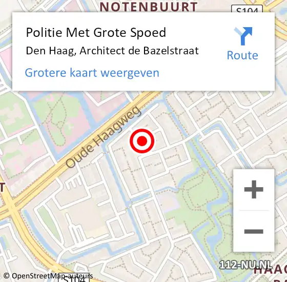 Locatie op kaart van de 112 melding: Politie Met Grote Spoed Naar Den Haag, Architect de Bazelstraat op 21 juni 2024 11:52