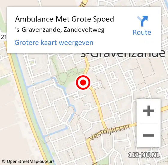 Locatie op kaart van de 112 melding: Ambulance Met Grote Spoed Naar 's-Gravenzande, Zandeveltweg op 21 juni 2024 12:02