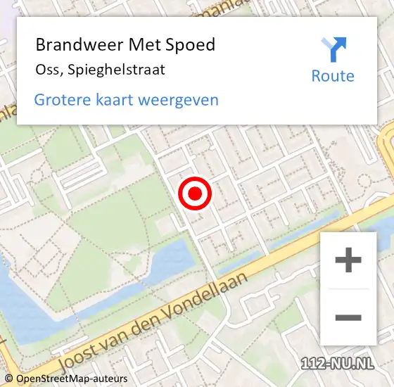 Locatie op kaart van de 112 melding: Brandweer Met Spoed Naar Oss, Spieghelstraat op 21 juni 2024 12:08