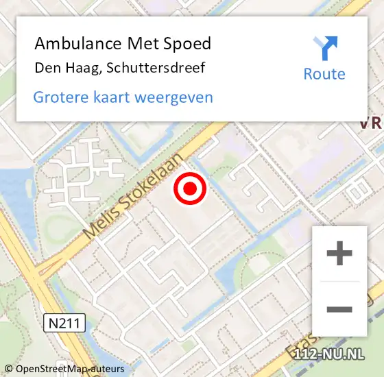 Locatie op kaart van de 112 melding: Ambulance Met Spoed Naar Den Haag, Schuttersdreef op 21 juni 2024 12:23