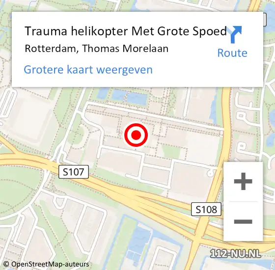 Locatie op kaart van de 112 melding: Trauma helikopter Met Grote Spoed Naar Rotterdam, Thomas Morelaan op 21 juni 2024 12:27