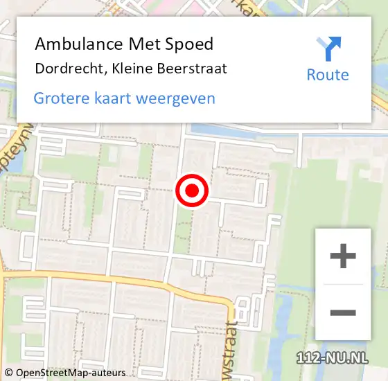 Locatie op kaart van de 112 melding: Ambulance Met Spoed Naar Dordrecht, Kleine Beerstraat op 21 juni 2024 12:29