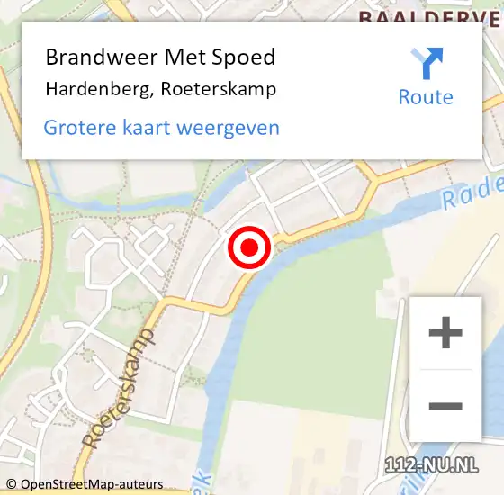 Locatie op kaart van de 112 melding: Brandweer Met Spoed Naar Hardenberg, Roeterskamp op 21 juni 2024 12:38