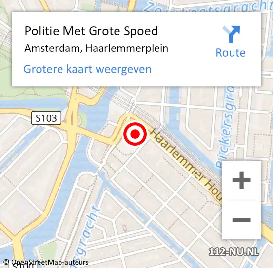 Locatie op kaart van de 112 melding: Politie Met Grote Spoed Naar Amsterdam, Haarlemmerplein op 21 juni 2024 12:41