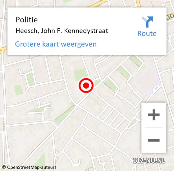 Locatie op kaart van de 112 melding: Politie Heesch, John F. Kennedystraat op 21 juni 2024 12:45