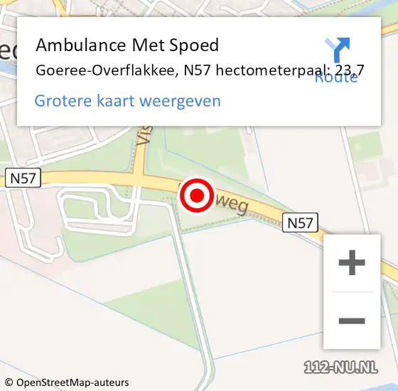 Locatie op kaart van de 112 melding: Ambulance Met Spoed Naar Goeree-Overflakkee, N57 hectometerpaal: 23,7 op 21 juni 2024 13:20