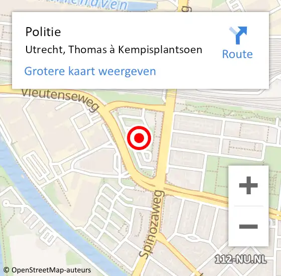 Locatie op kaart van de 112 melding: Politie Utrecht, Thomas à Kempisplantsoen op 21 juni 2024 13:24