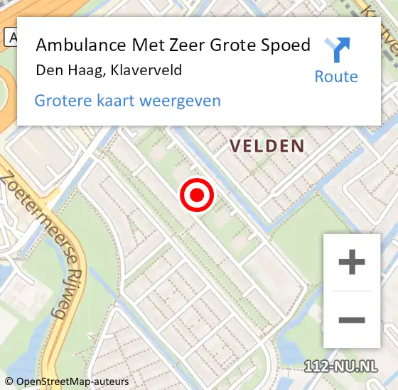 Locatie op kaart van de 112 melding: Ambulance Met Zeer Grote Spoed Naar Den Haag, Klaverveld op 21 juni 2024 13:29