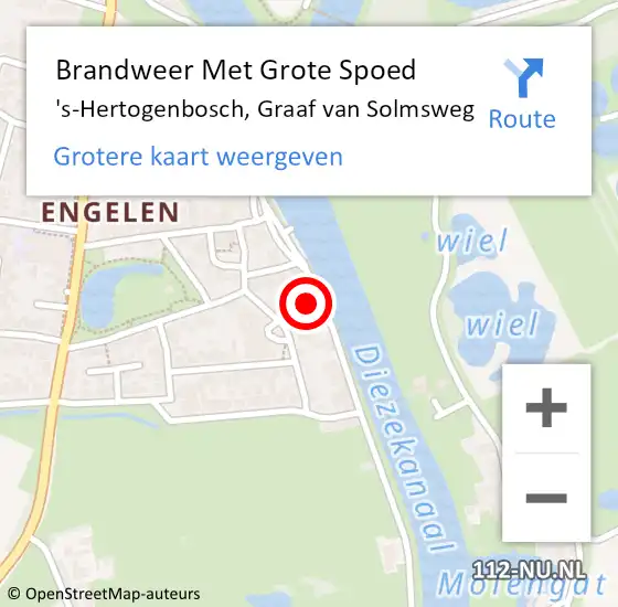 Locatie op kaart van de 112 melding: Brandweer Met Grote Spoed Naar 's-Hertogenbosch, Graaf van Solmsweg op 21 juni 2024 13:29