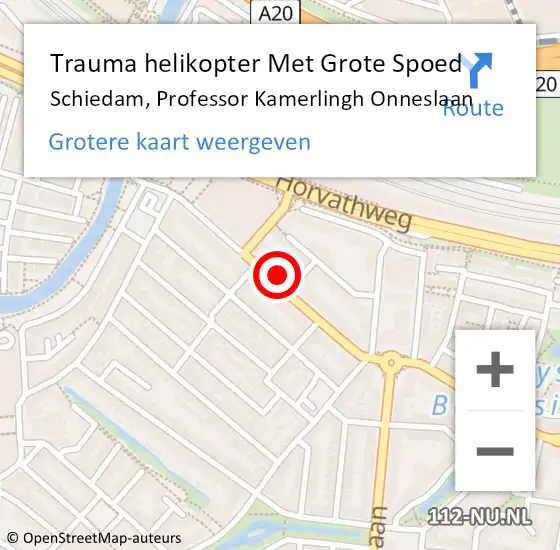 Locatie op kaart van de 112 melding: Trauma helikopter Met Grote Spoed Naar Schiedam, Professor Kamerlingh Onneslaan op 21 juni 2024 13:33