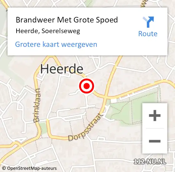 Locatie op kaart van de 112 melding: Brandweer Met Grote Spoed Naar Heerde, Soerelseweg op 21 juni 2024 13:51