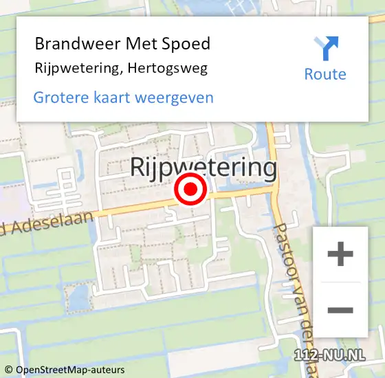 Locatie op kaart van de 112 melding: Brandweer Met Spoed Naar Rijpwetering, Hertogsweg op 21 juni 2024 13:58