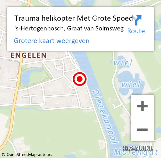 Locatie op kaart van de 112 melding: Trauma helikopter Met Grote Spoed Naar 's-Hertogenbosch, Graaf van Solmsweg op 21 juni 2024 14:00