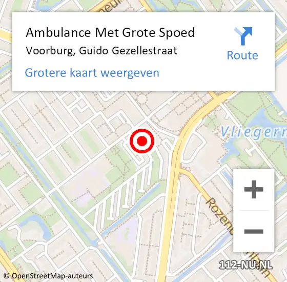 Locatie op kaart van de 112 melding: Ambulance Met Grote Spoed Naar Voorburg, Guido Gezellestraat op 21 juni 2024 14:06