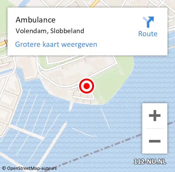 Locatie op kaart van de 112 melding: Ambulance Volendam, Slobbeland op 21 juni 2024 14:06