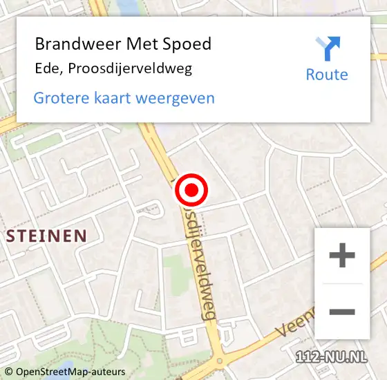 Locatie op kaart van de 112 melding: Brandweer Met Spoed Naar Ede, Proosdijerveldweg op 21 juni 2024 14:09