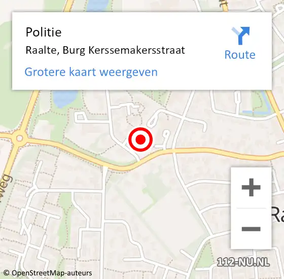 Locatie op kaart van de 112 melding: Politie Raalte, Burg Kerssemakersstraat op 21 juni 2024 14:16