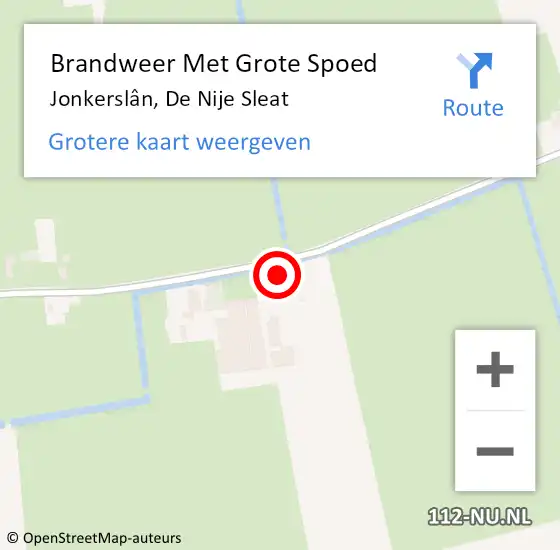 Locatie op kaart van de 112 melding: Brandweer Met Grote Spoed Naar Jonkerslân, De Nije Sleat op 21 juni 2024 14:17