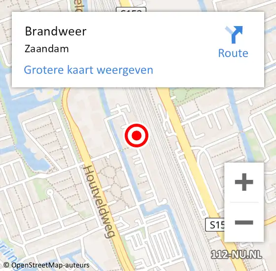 Locatie op kaart van de 112 melding: Brandweer Zaandam op 21 juni 2024 14:19