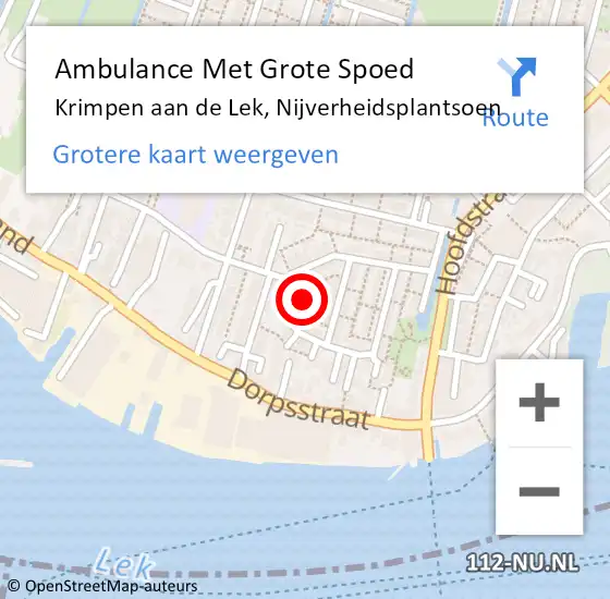 Locatie op kaart van de 112 melding: Ambulance Met Grote Spoed Naar Krimpen aan de Lek, Nijverheidsplantsoen op 21 juni 2024 14:44