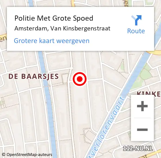 Locatie op kaart van de 112 melding: Politie Met Grote Spoed Naar Amsterdam, Van Kinsbergenstraat op 21 juni 2024 14:46