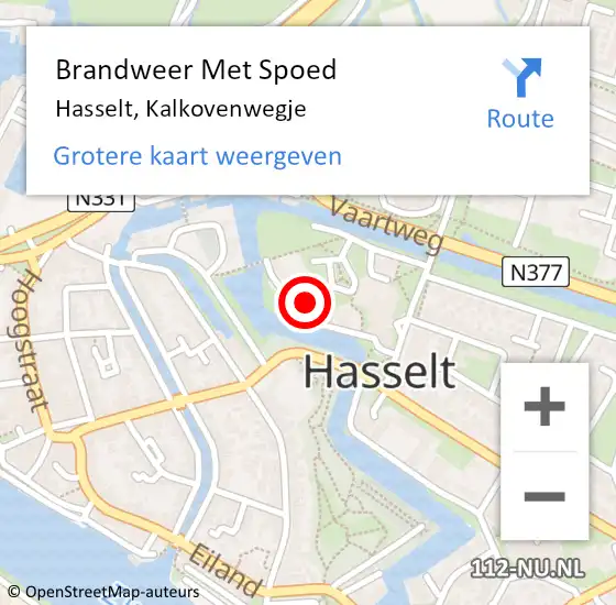 Locatie op kaart van de 112 melding: Brandweer Met Spoed Naar Hasselt, Kalkovenwegje op 21 juni 2024 14:58