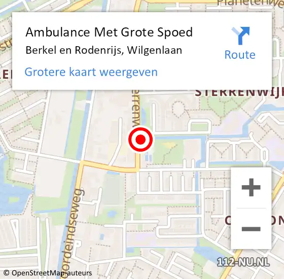 Locatie op kaart van de 112 melding: Ambulance Met Grote Spoed Naar Berkel en Rodenrijs, Wilgenlaan op 21 juni 2024 15:34