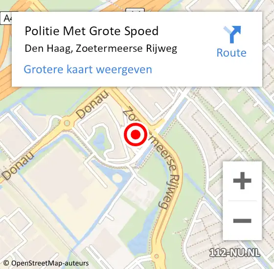 Locatie op kaart van de 112 melding: Politie Met Grote Spoed Naar Den Haag, Zoetermeerse Rijweg op 21 juni 2024 15:37