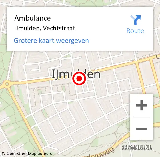 Locatie op kaart van de 112 melding: Ambulance IJmuiden, Vechtstraat op 21 juni 2024 15:52