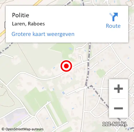 Locatie op kaart van de 112 melding: Politie Laren, Raboes op 21 juni 2024 16:28