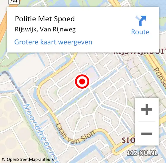 Locatie op kaart van de 112 melding: Politie Met Spoed Naar Rijswijk, Van Rijnweg op 21 juni 2024 16:30