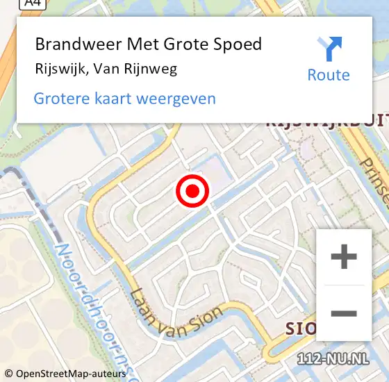 Locatie op kaart van de 112 melding: Brandweer Met Grote Spoed Naar Rijswijk, Van Rijnweg op 21 juni 2024 16:30