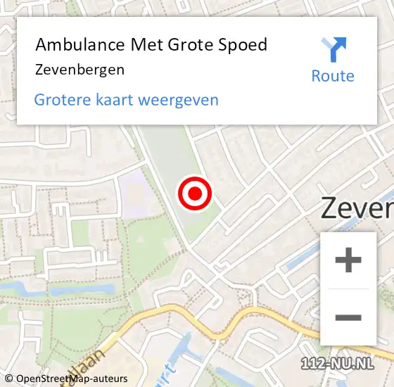 Locatie op kaart van de 112 melding: Ambulance Met Grote Spoed Naar Zevenbergen op 21 juni 2024 16:36