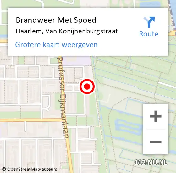 Locatie op kaart van de 112 melding: Brandweer Met Spoed Naar Haarlem, Van Konijnenburgstraat op 21 juni 2024 16:46