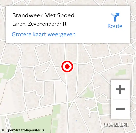 Locatie op kaart van de 112 melding: Brandweer Met Spoed Naar Laren, Zevenenderdrift op 21 juni 2024 16:47