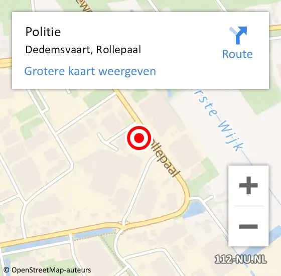 Locatie op kaart van de 112 melding: Politie Dedemsvaart, Rollepaal op 21 juni 2024 16:50