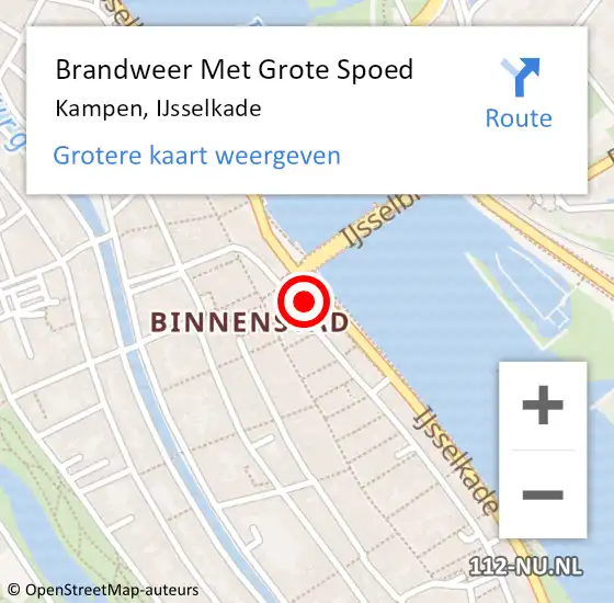 Locatie op kaart van de 112 melding: Brandweer Met Grote Spoed Naar Kampen, IJsselkade op 21 juni 2024 17:03