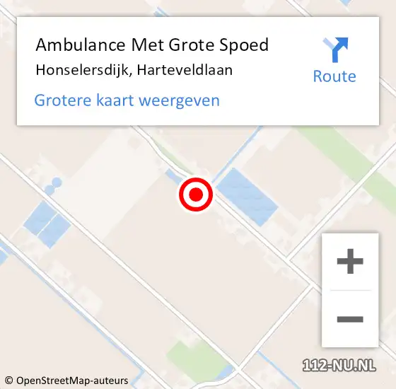 Locatie op kaart van de 112 melding: Ambulance Met Grote Spoed Naar Honselersdijk, Harteveldlaan op 21 juni 2024 17:06