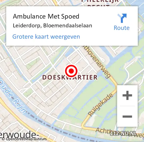 Locatie op kaart van de 112 melding: Ambulance Met Spoed Naar Leiderdorp, Bloemendaalselaan op 21 juni 2024 17:11