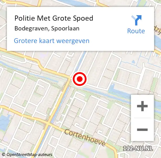 Locatie op kaart van de 112 melding: Politie Met Grote Spoed Naar Bodegraven, Spoorlaan op 21 juni 2024 17:22