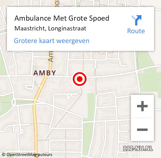 Locatie op kaart van de 112 melding: Ambulance Met Grote Spoed Naar Maastricht, Longinastraat op 10 oktober 2014 10:17