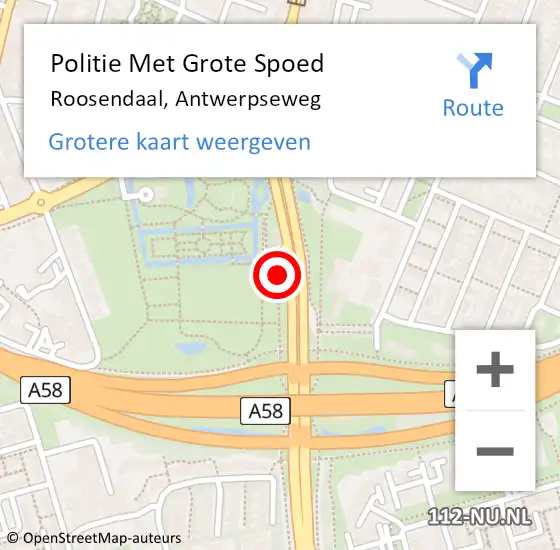 Locatie op kaart van de 112 melding: Politie Met Grote Spoed Naar Roosendaal, Antwerpseweg op 21 juni 2024 17:46