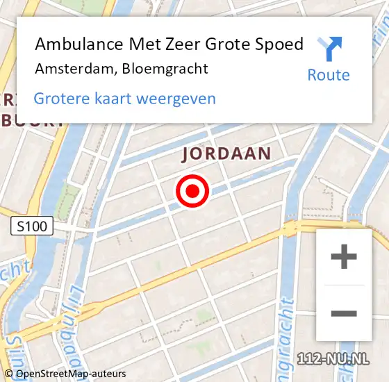 Locatie op kaart van de 112 melding: Ambulance Met Zeer Grote Spoed Naar Amsterdam, Bloemgracht op 21 juni 2024 17:53