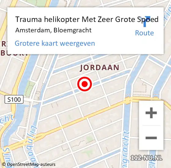 Locatie op kaart van de 112 melding: Trauma helikopter Met Zeer Grote Spoed Naar Amsterdam, Bloemgracht op 21 juni 2024 17:53